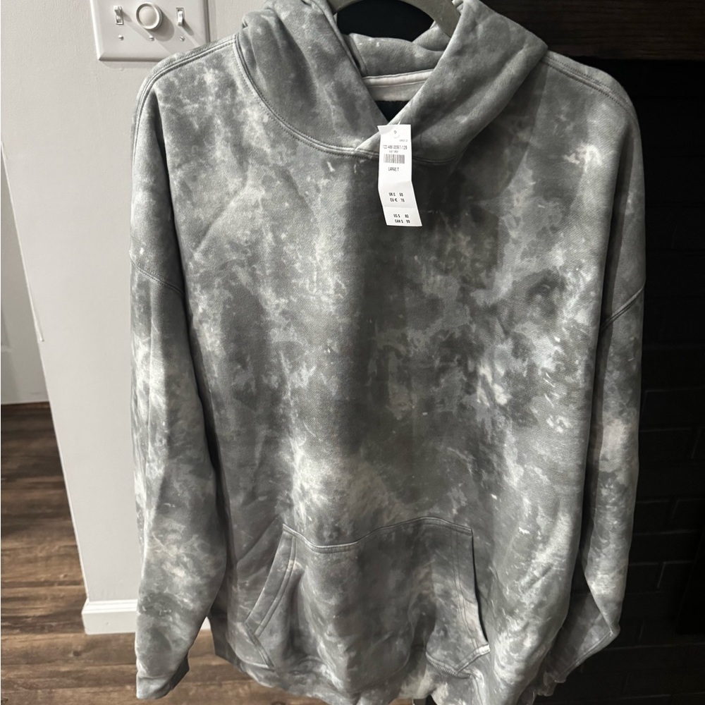 Abercrombie & Fitch Essential Popover Hoodie – Gray Tie-Dye – Size LT - NWT